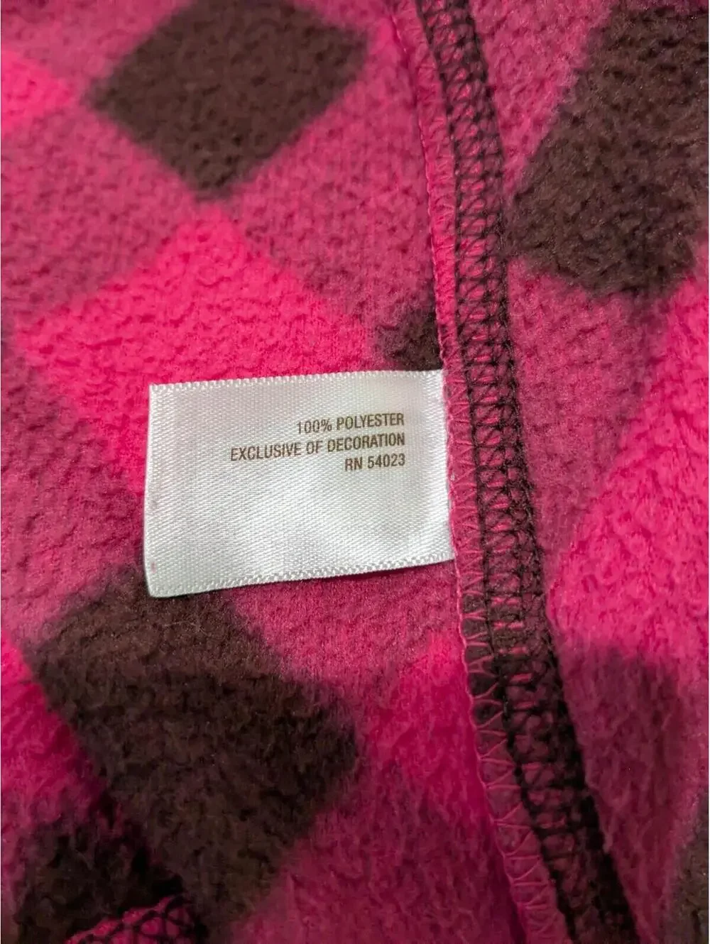 Old Navy Girls Vest Pink Brown Buffalo Plaid Fleece M (8) 2010 Zip Front